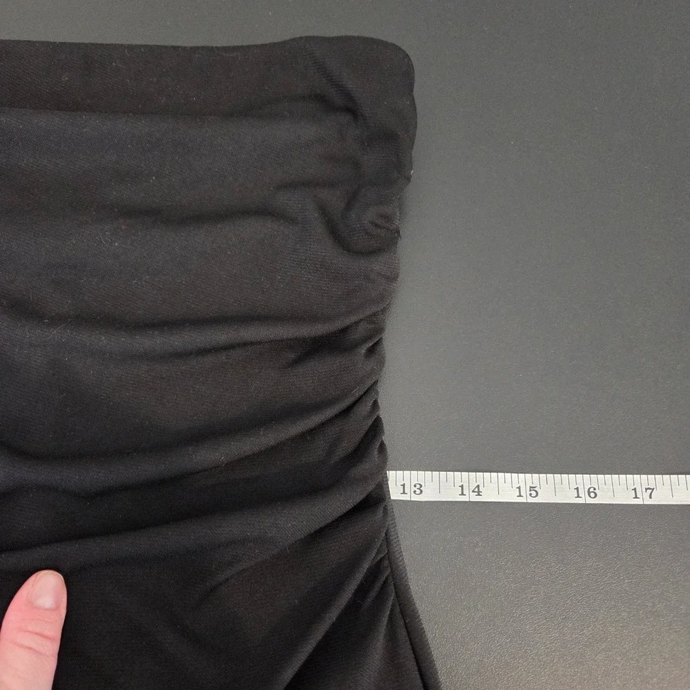 Vtg City Triangles Black Strapless Ruched Asymmetrical Hi-Low Dress M HOCO Y2K‎